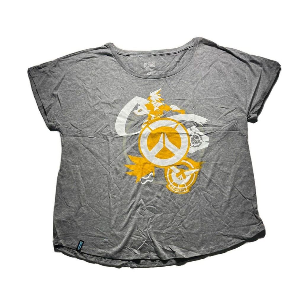 Blizzard Entertainment Overwatch Tracer Logo Women’s Gray Shirt Size 2XL